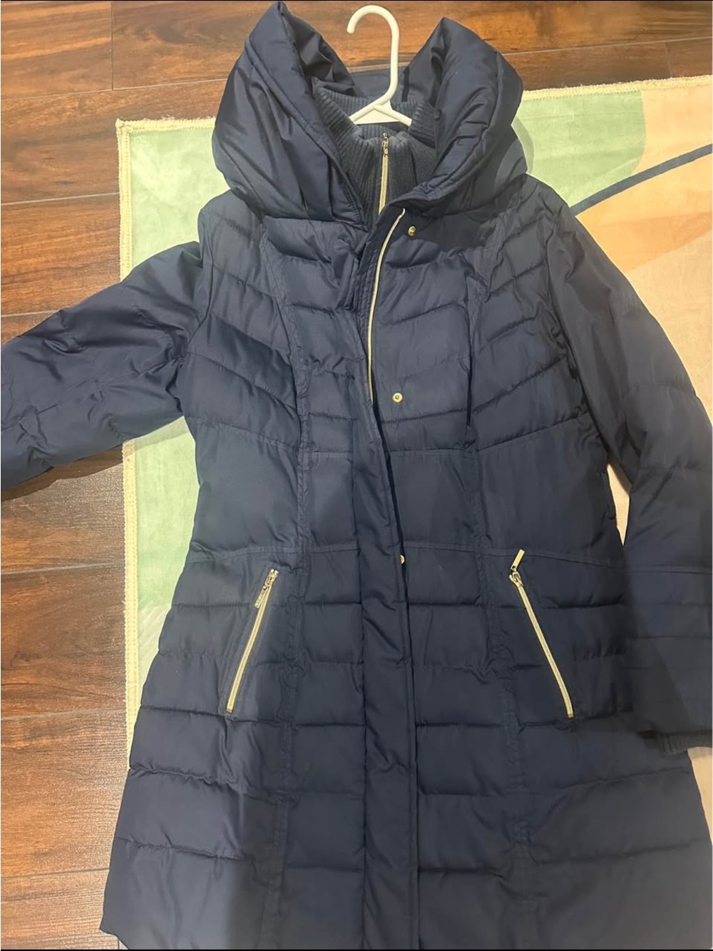 KENZIE Women's Navy Puffer Coat with Hood
